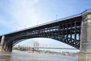 After four years and $48 million, rehabilitation of the Eads Bridge spanning the Mississippi River is complete. The bridge is used to carry auto and MetroLink light-rail trains. - Metro Transit St. Louis